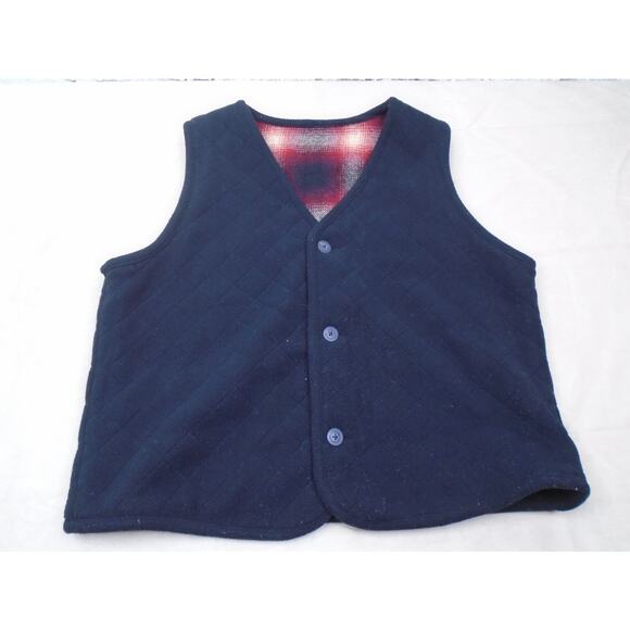 Womens Eddie Bauer Reversible Red Plaid wool Blend Button Pockets Large - Picture 4 of 6